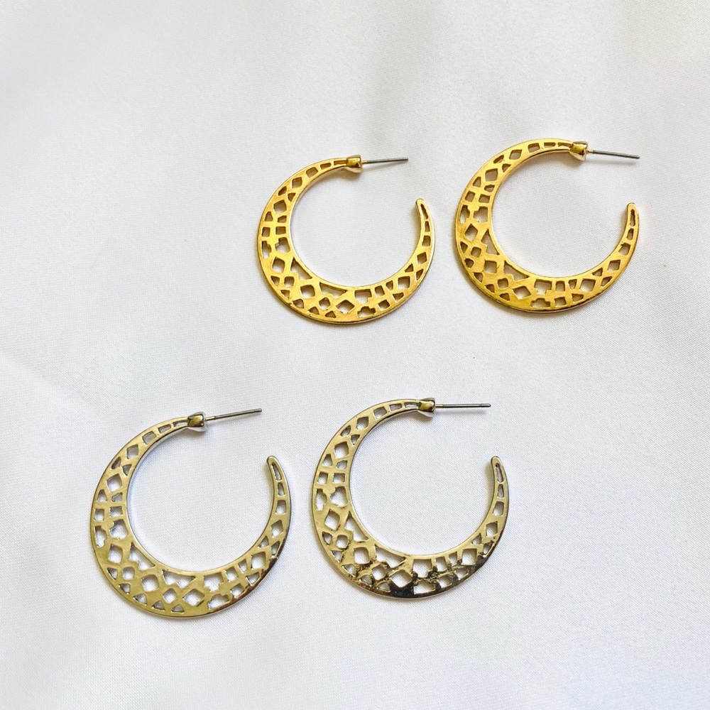 Crescent Moon Shaped Earrings - Picture 3 of 8